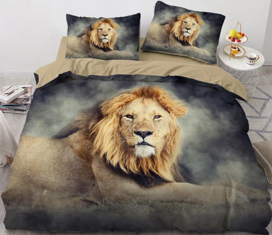 3D Lion Lying Down 073 Bed Pillowcases Quilt