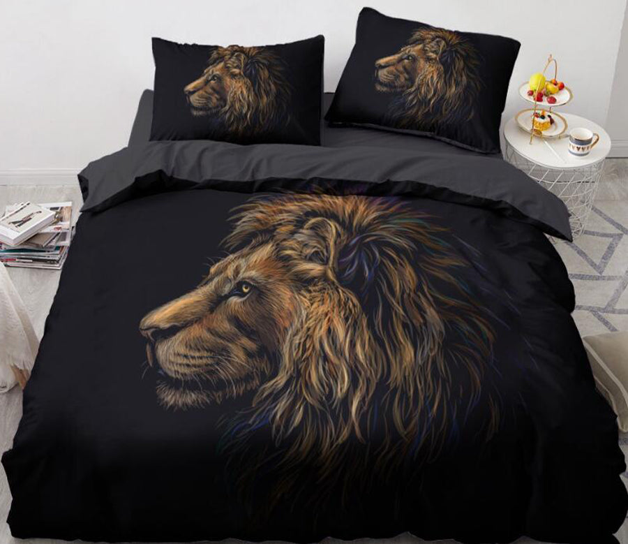 3D Lion Side 074 Bed Pillowcases Quilt