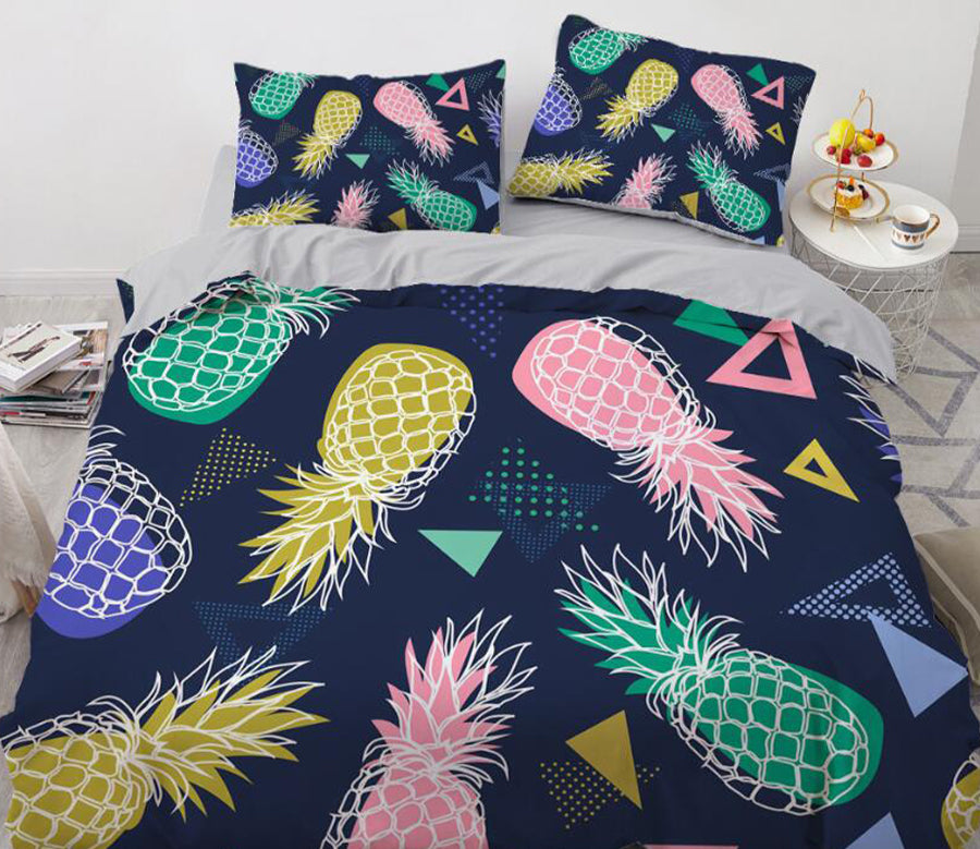 3D Colored Pineapple 7707 Bed Pillowcases Quilt
