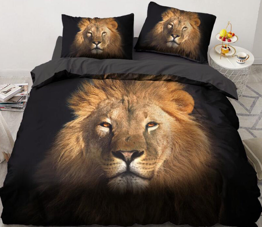 3D Lion Head 070 Bed Pillowcases Quilt