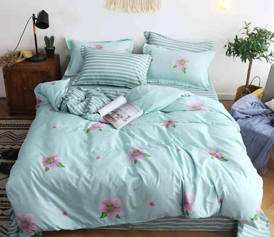 3D Light Blue Bottom Floret 8109 Bed Pillowcases Quilt