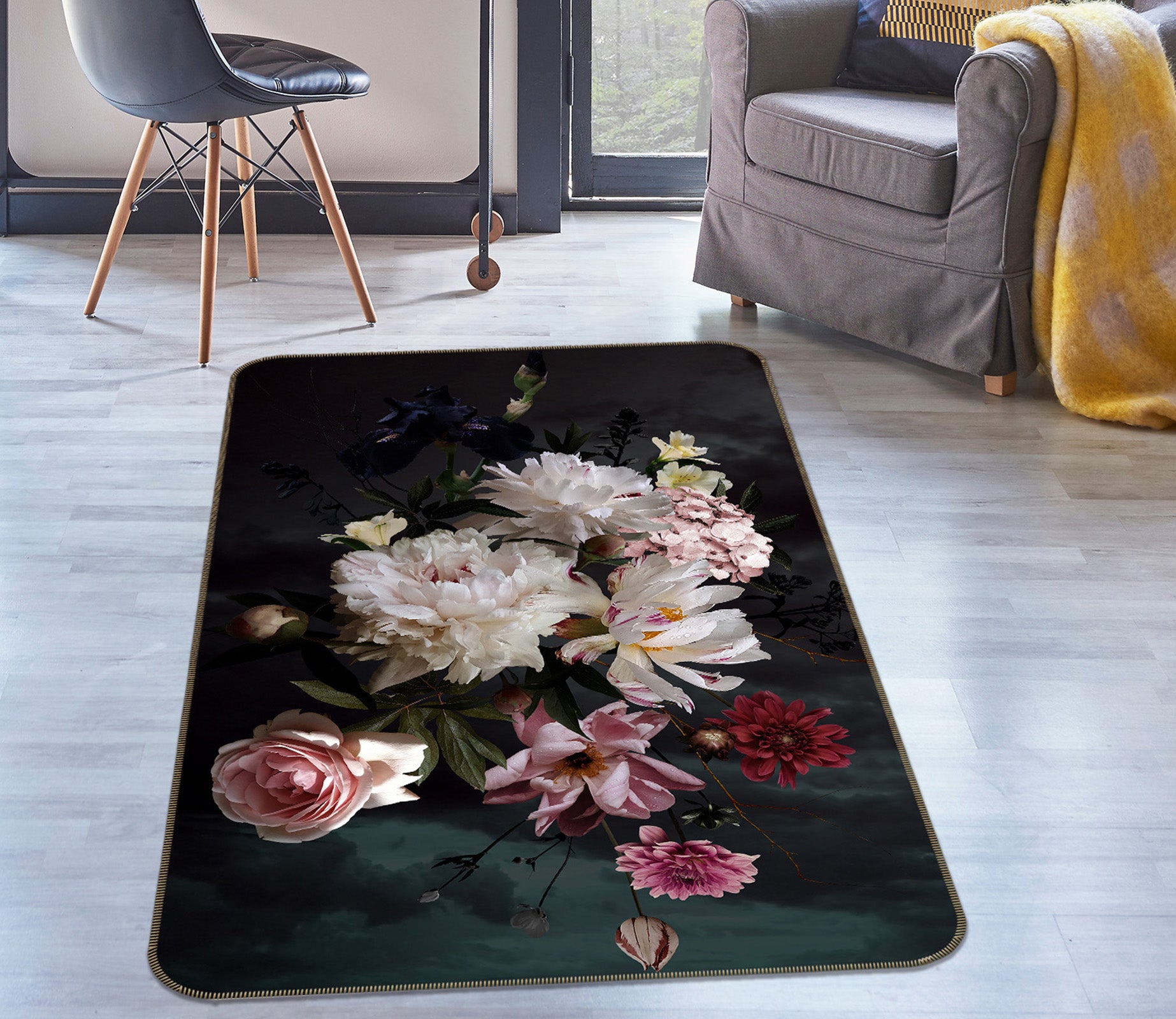 3D Flowers 26089 Non Slip Rug Mat