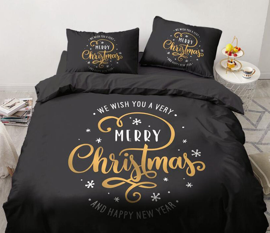 3D Black Golden Letters 9143 Bed Pillowcases Quilt
