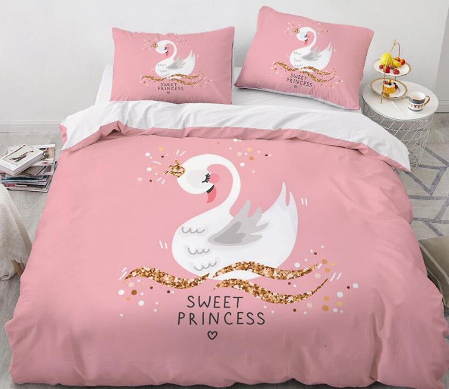 3D Cartoons White Swan 55152 Bed Pillowcases Quilt
