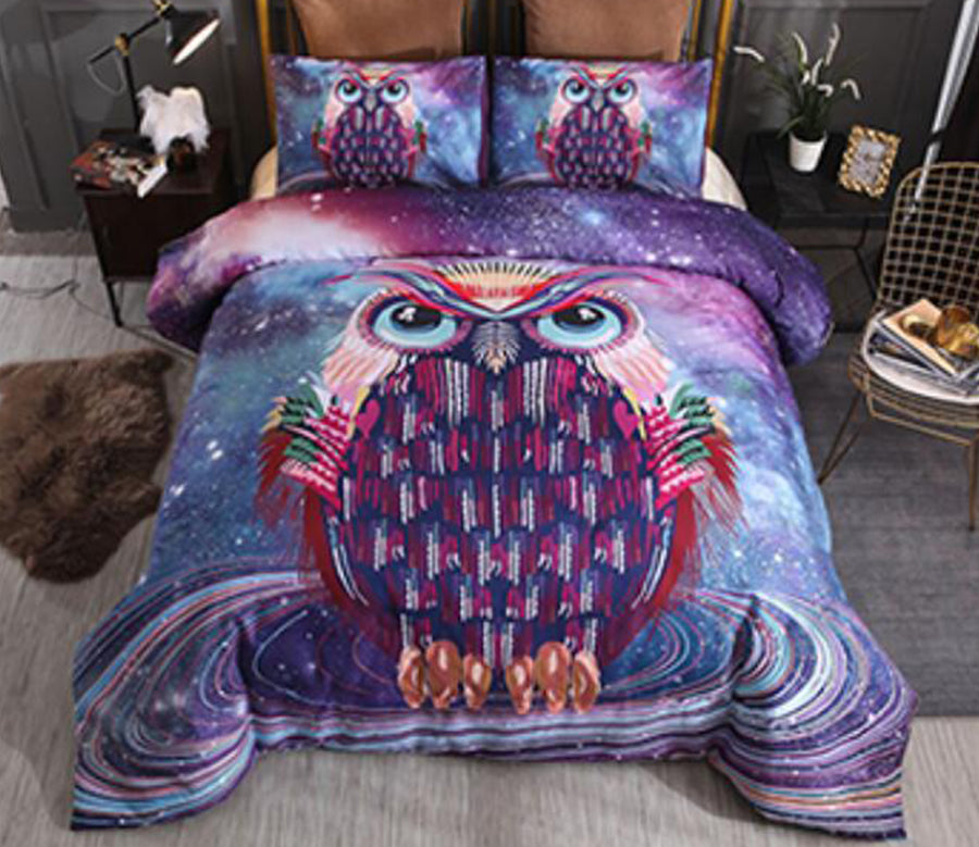 3D Starry Sky Owl 77192 Bed Pillowcases Quilt