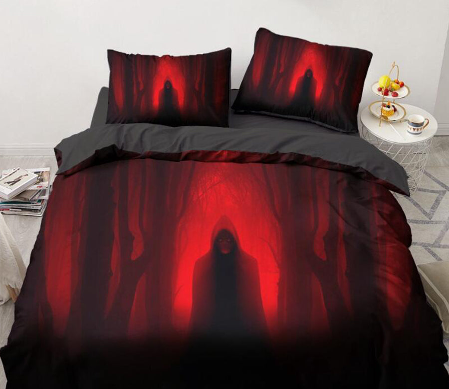 3D Red Devil Forest 7735 Bed Pillowcases Quilt