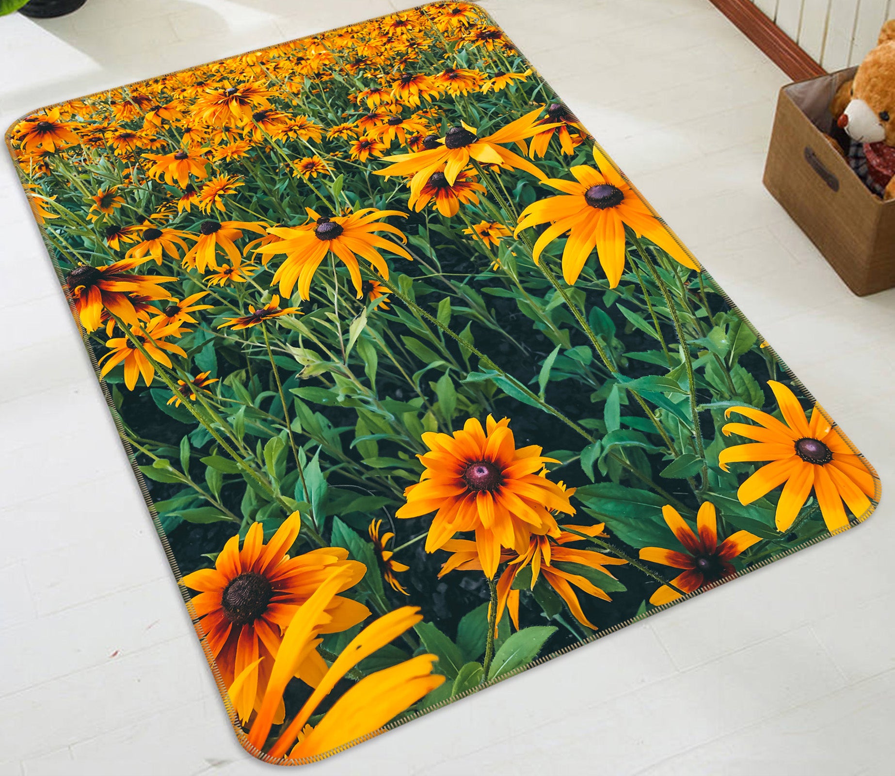 3D Yellow Flowers 26110 Non Slip Rug Mat