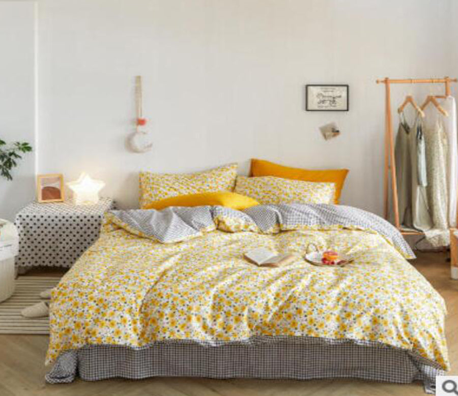3D Yellow Floral 50069 Bed Pillowcases Quilt