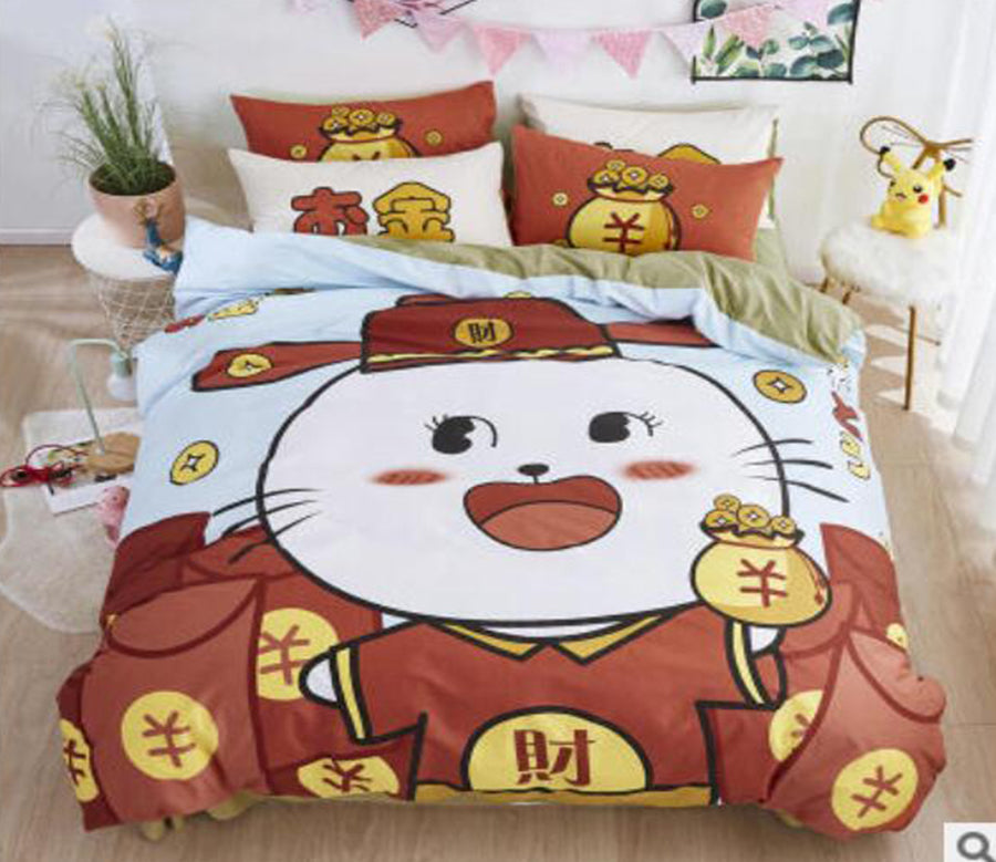 3D Cartoon Lucky Cat 50089 Bed Pillowcases Quilt