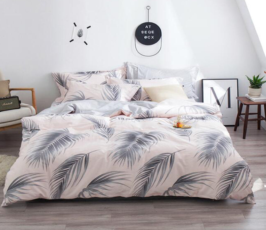 3D Grey Feather 6156 Bed Pillowcases Quilt