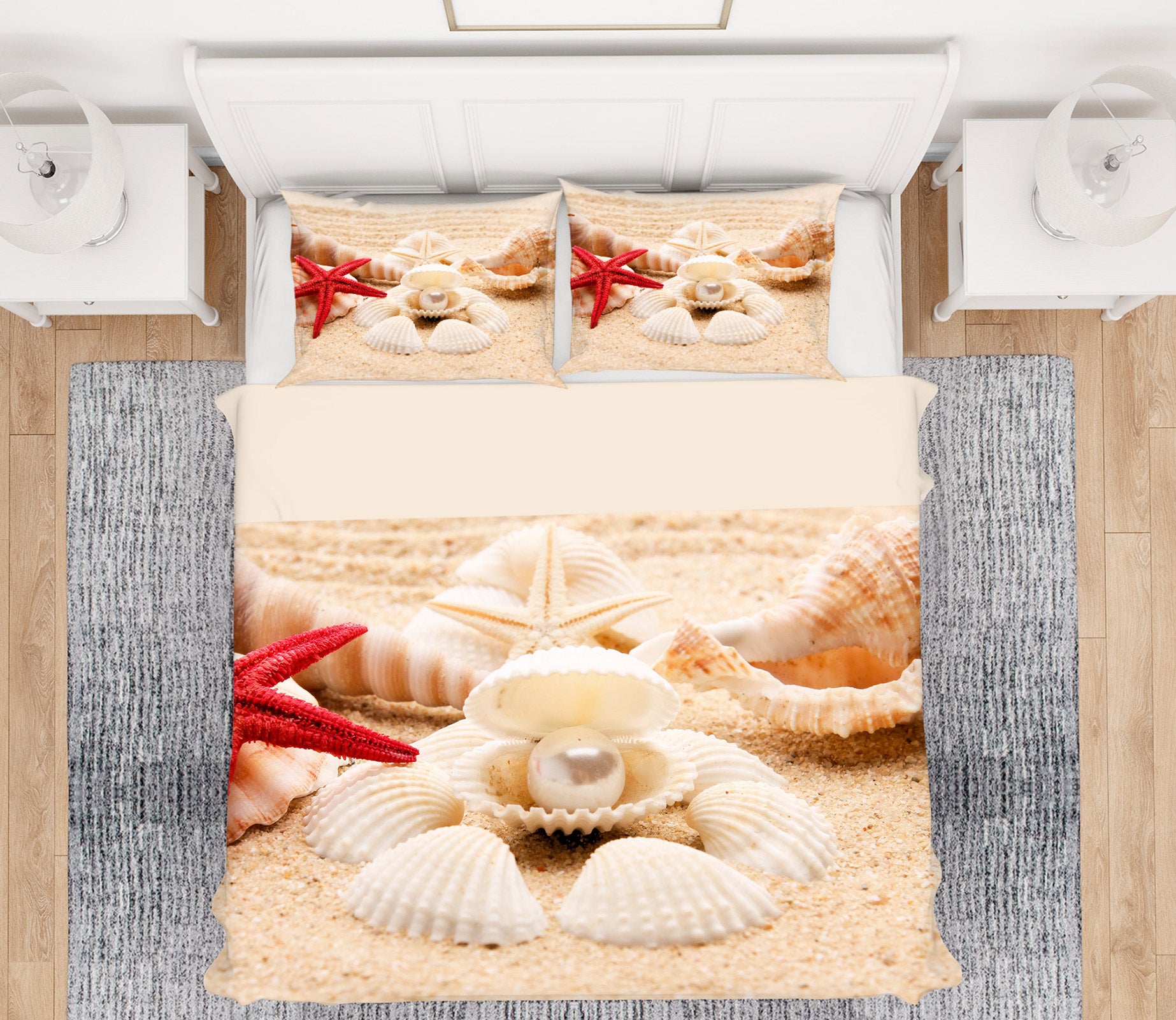 3D Shell 12199 Bed Pillowcases Quilt