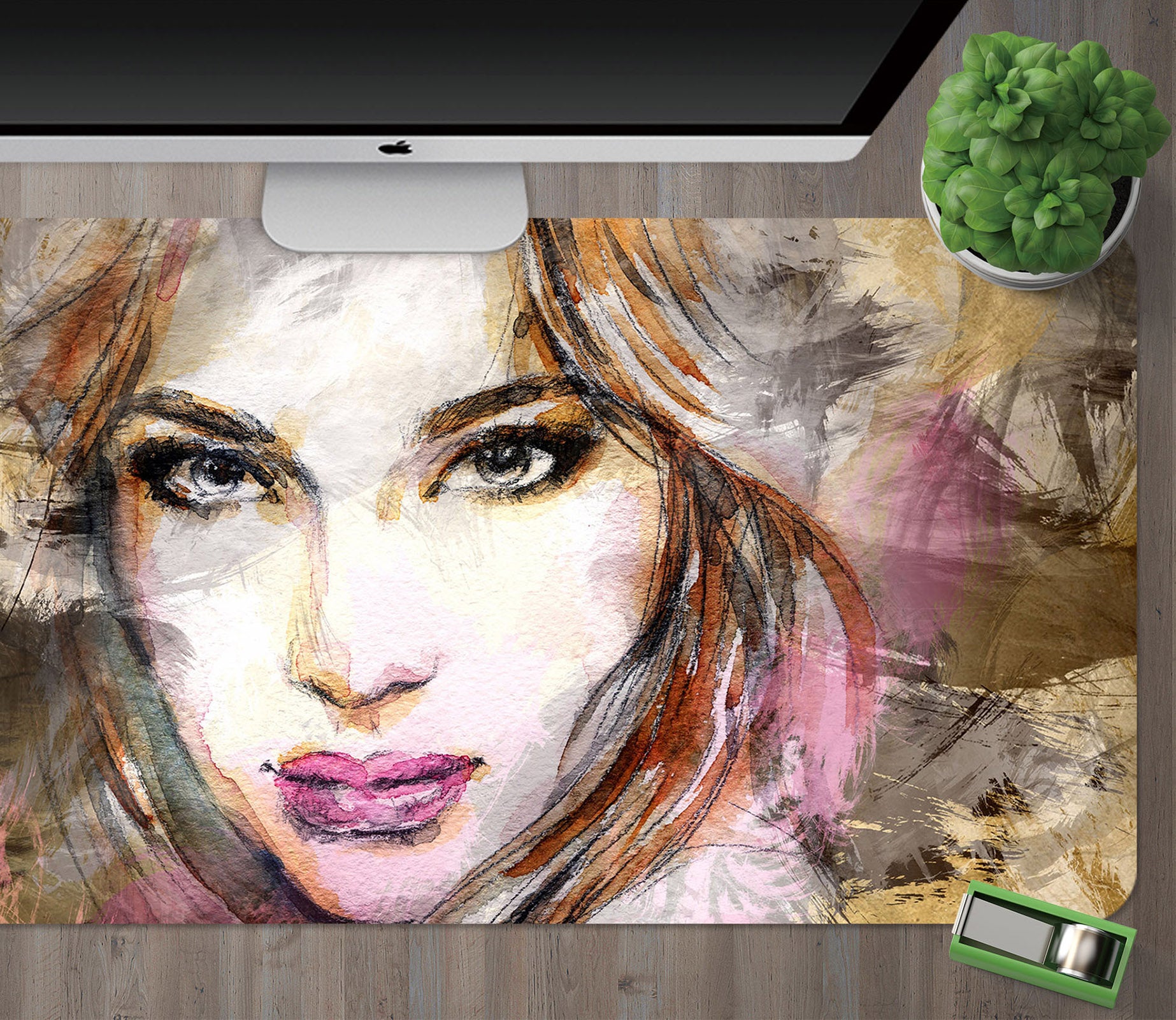 3D Watercolor Female 17102 Desk Mat