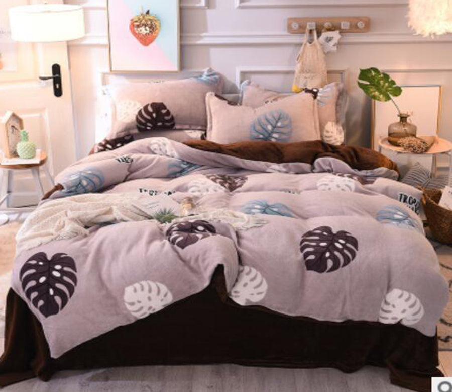 3D Gray Background Color Leaves 14008 Bed Pillowcases Quilt