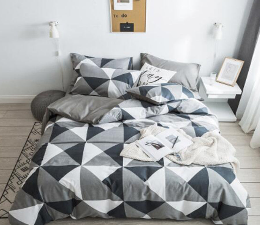 3D Gray Triangle 14046 Bed Pillowcases Quilt