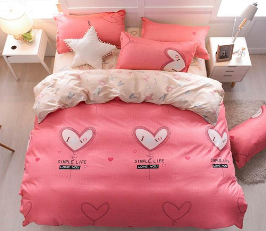 3D Red Love 7096 Bed Pillowcases Quilt