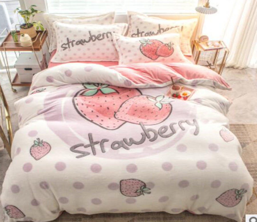 3D Strawberry 14180 Bed Pillowcases Quilt