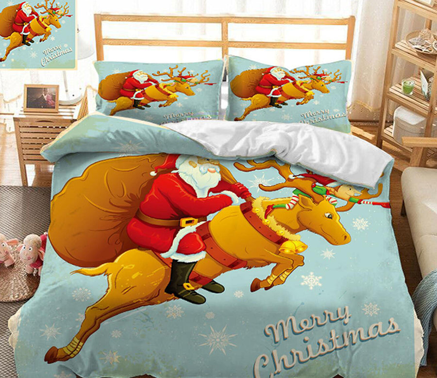 3D Santa Deer 45081 Christmas Quilt Duvet Cover Xmas Bed Pillowcases