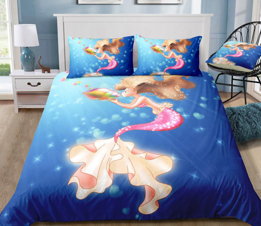 3D Blowing Conch Mermaid 1118 Bed Pillowcases Quilt