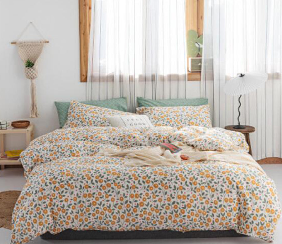 3D Yellow Floral 30335 Bed Pillowcases Quilt