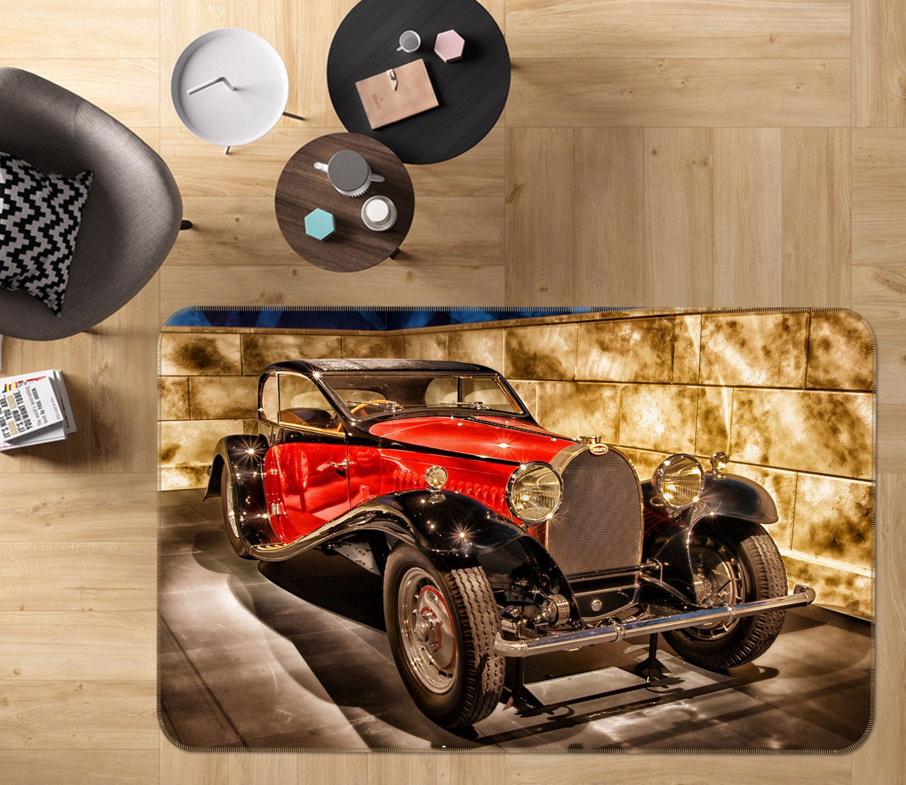 3D Red Car 42045 Vehicle Non Slip Rug Mat