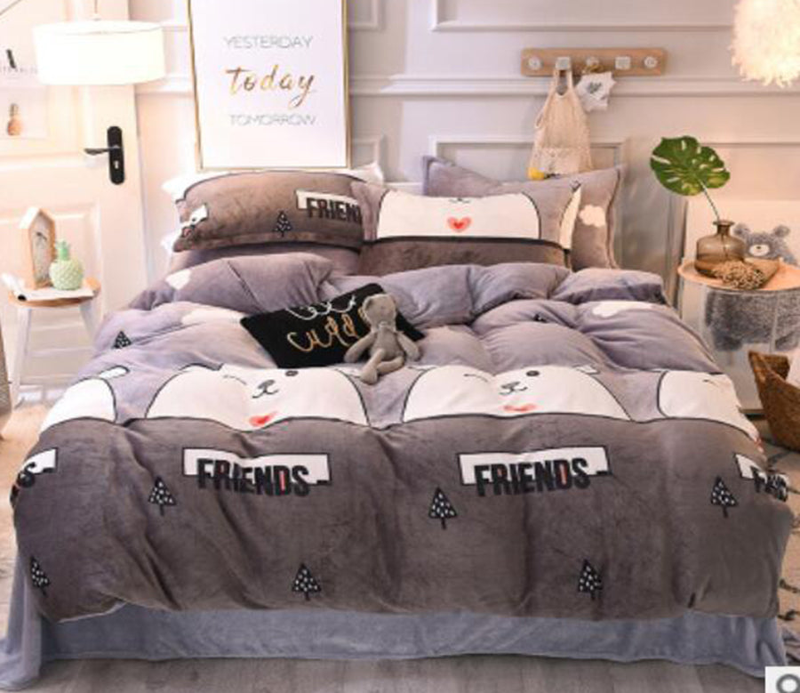 3D Gray Background Cartoon White Bear 14007 Bed Pillowcases Quilt