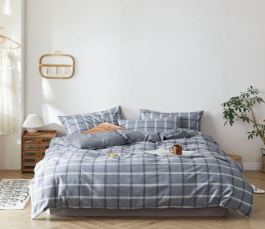 3D Grey Grid 30024 Bed Pillowcases Quilt
