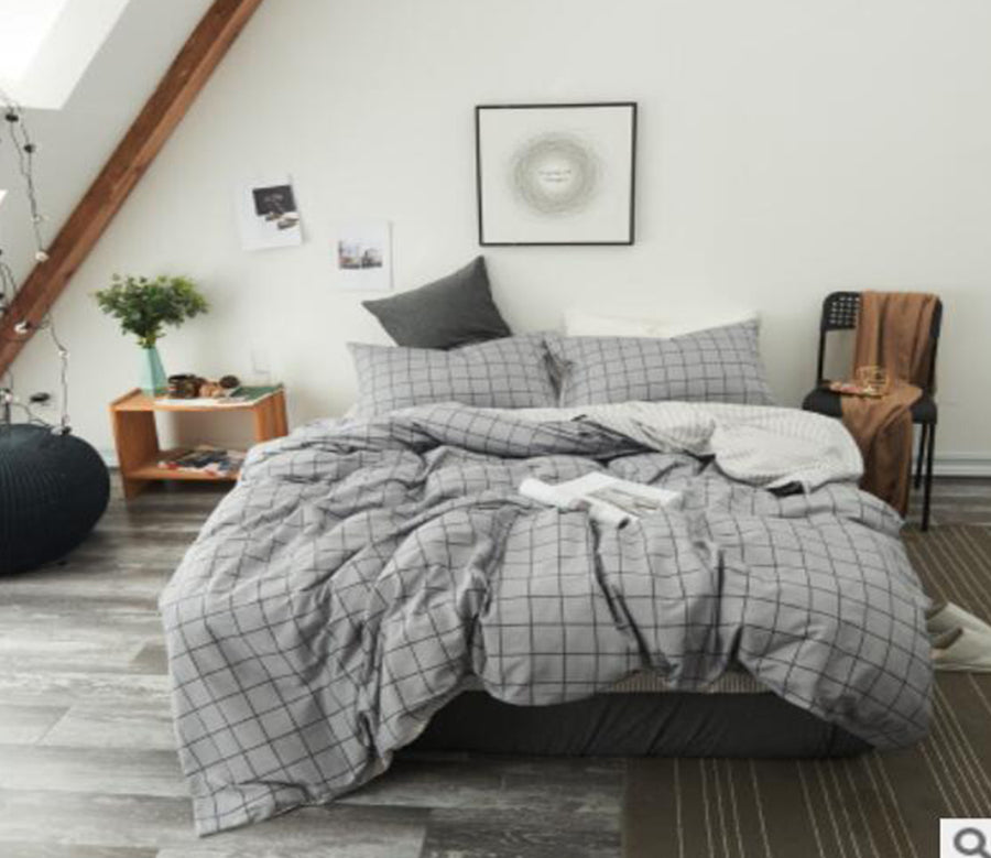 3D Grey Grid 20334 Bed Pillowcases Quilt