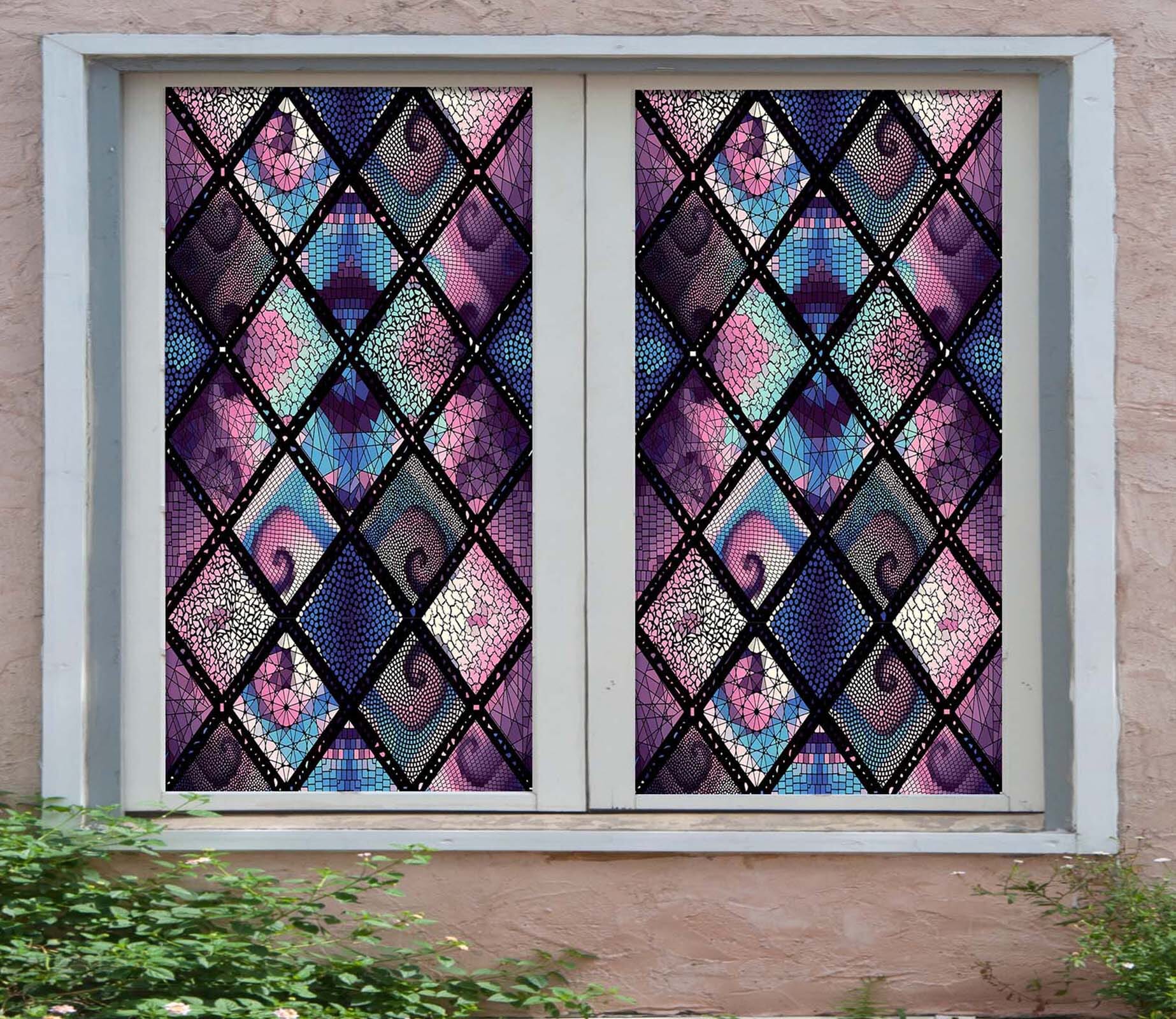 3D Purple Graphic 455 Window Film Print Sticker Cling Stained Glass UV Block Wallpaper AJ Wallpaper 2