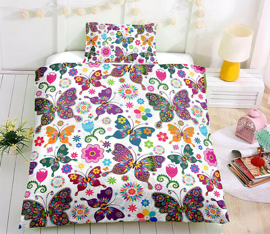 3D Colorful Flowers And Butterflies 1148 Bed Pillowcases Quilt