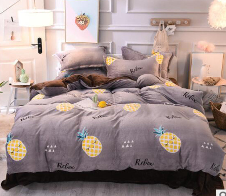 3D Gray Background Pineapple 14005 Bed Pillowcases Quilt