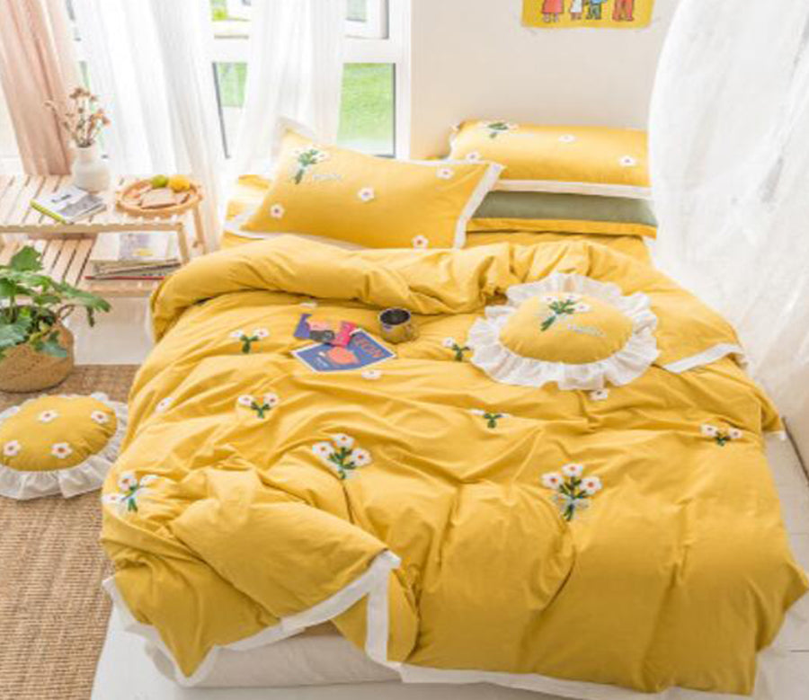 3D Yellow Flower 20122 Bed Pillowcases Quilt