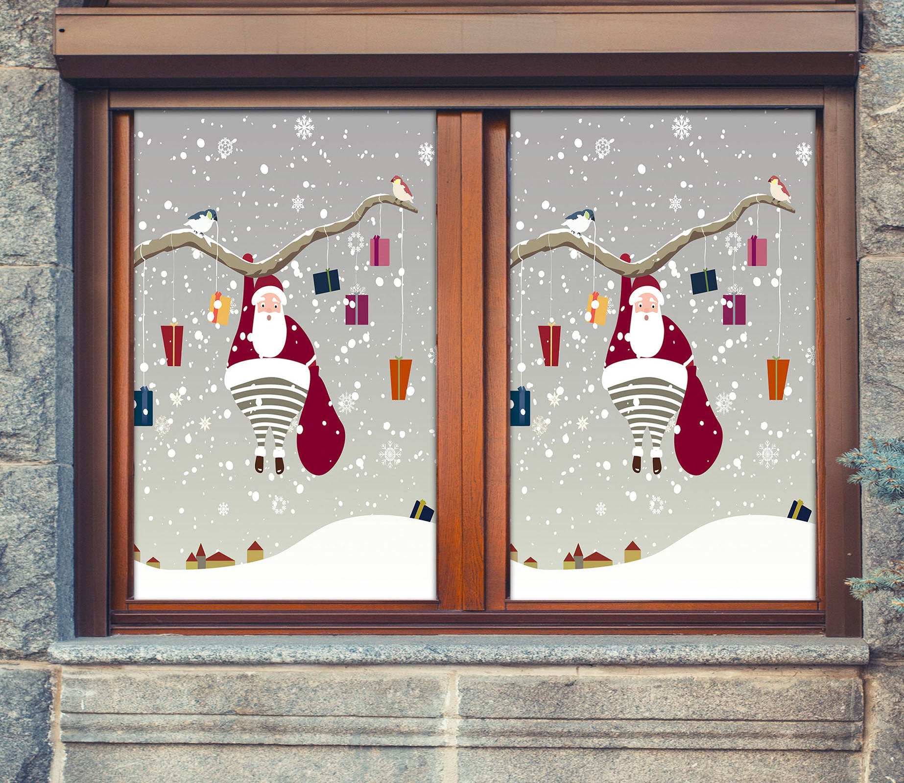 3D Santa Claus 43078 Christmas Window Film Print Sticker Cling Stained Glass Xmas