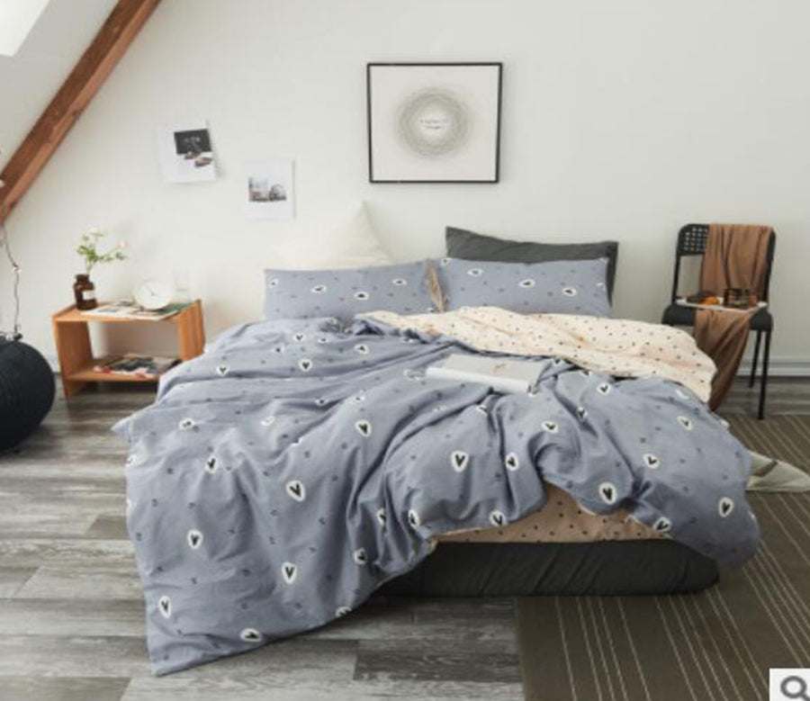 3D Grey Heart 20336 Bed Pillowcases Quilt