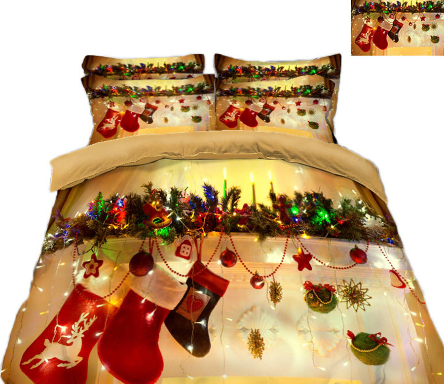 3D Sock 45126 Christmas Quilt Duvet Cover Xmas Bed Pillowcases