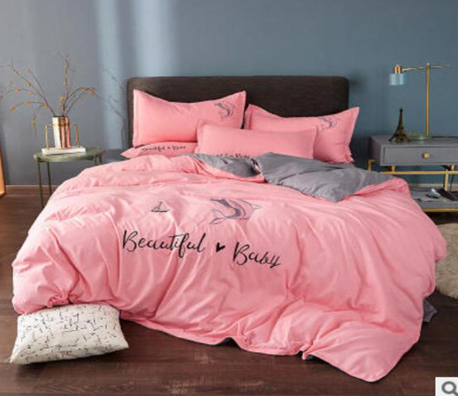 3D Pink Dolphin 50045 Bed Pillowcases Quilt