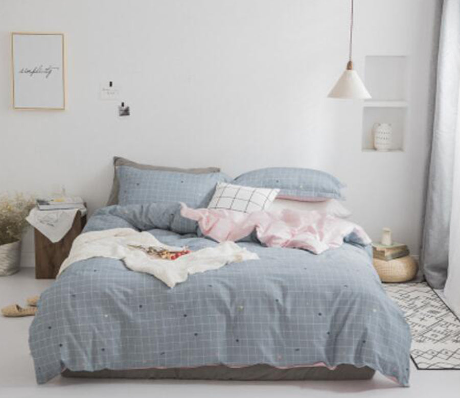 3D Gray Small Grid 20342 Bed Pillowcases Quilt