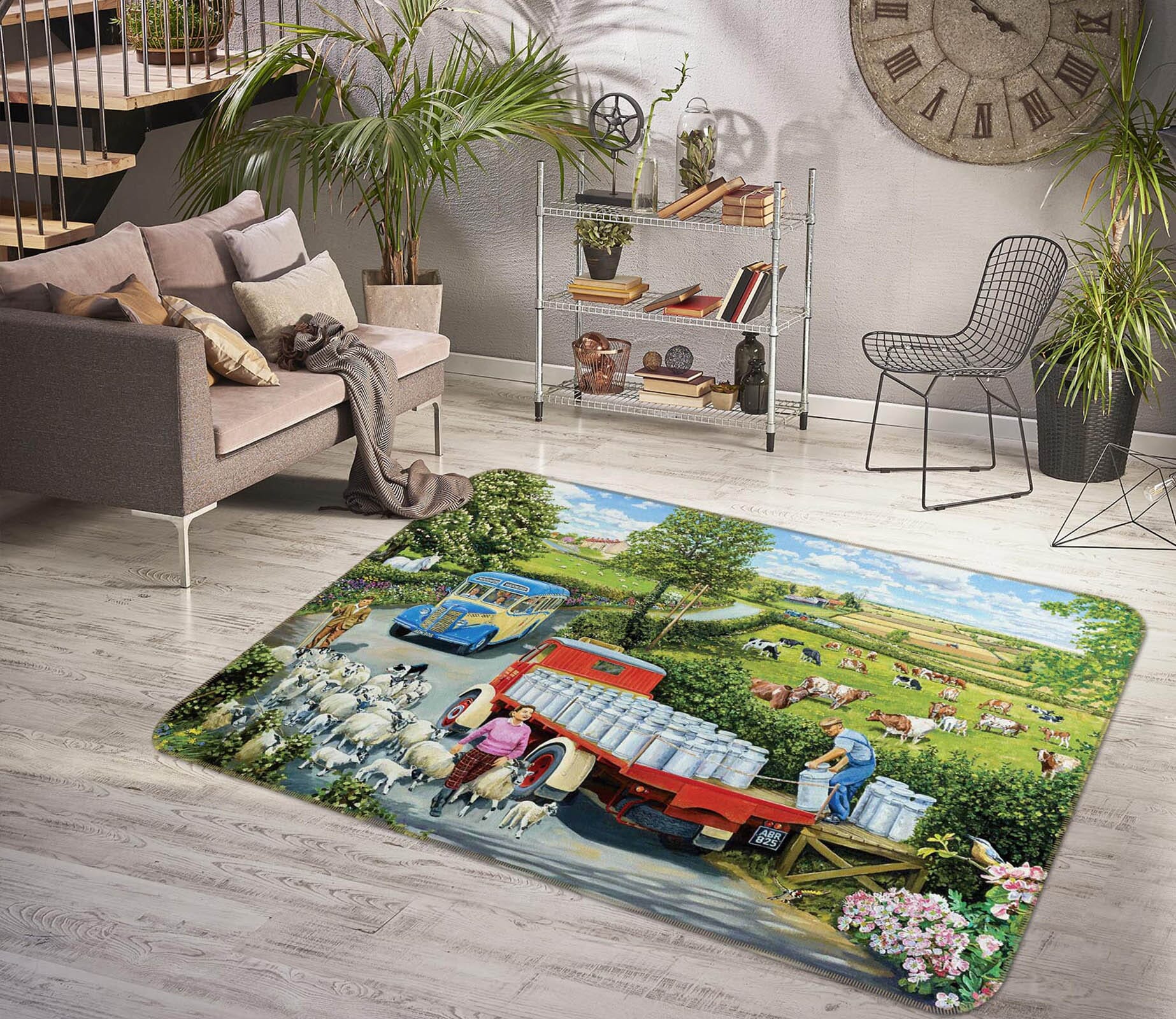 3D The Country Bus 1109 Trevor Mitchell Rug Non Slip Rug Mat Mat AJ Creativity Home