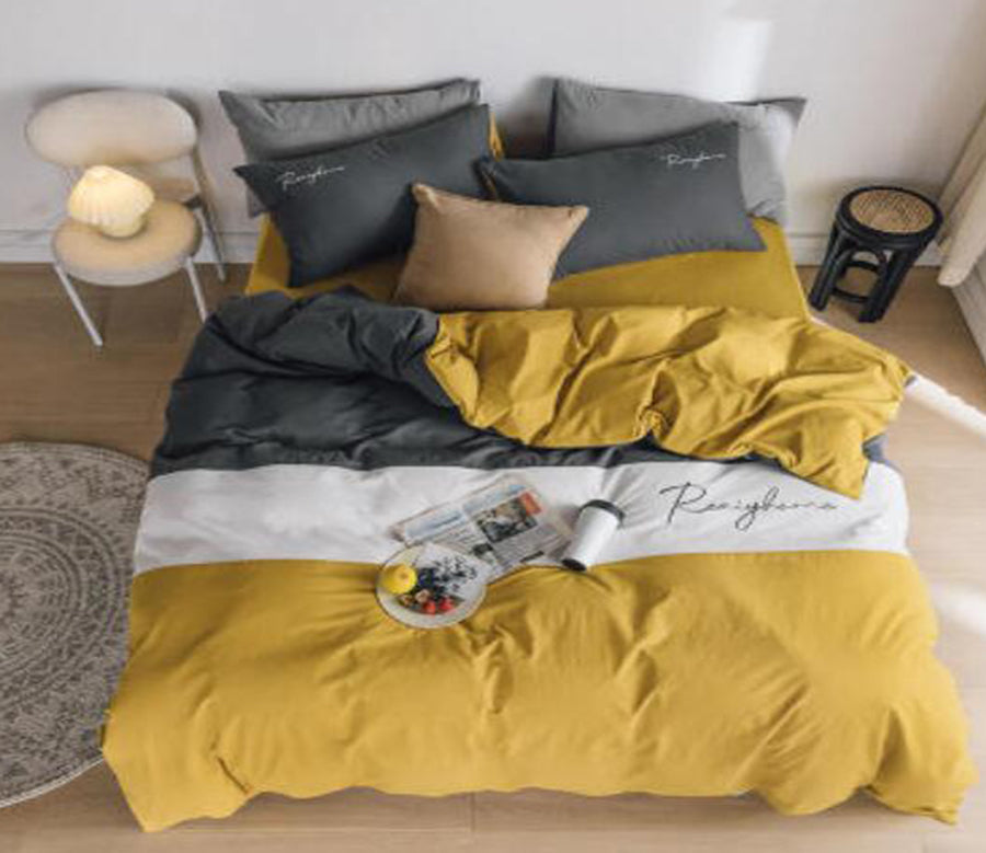 3D Gray White Yellow 30072 Bed Pillowcases Quilt