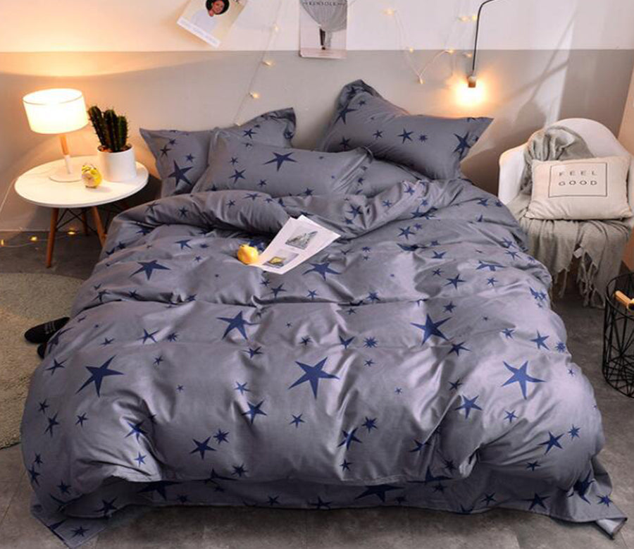 3D Gray Background Blue Five-Pointed Star 12017 Bed Pillowcases Quilt