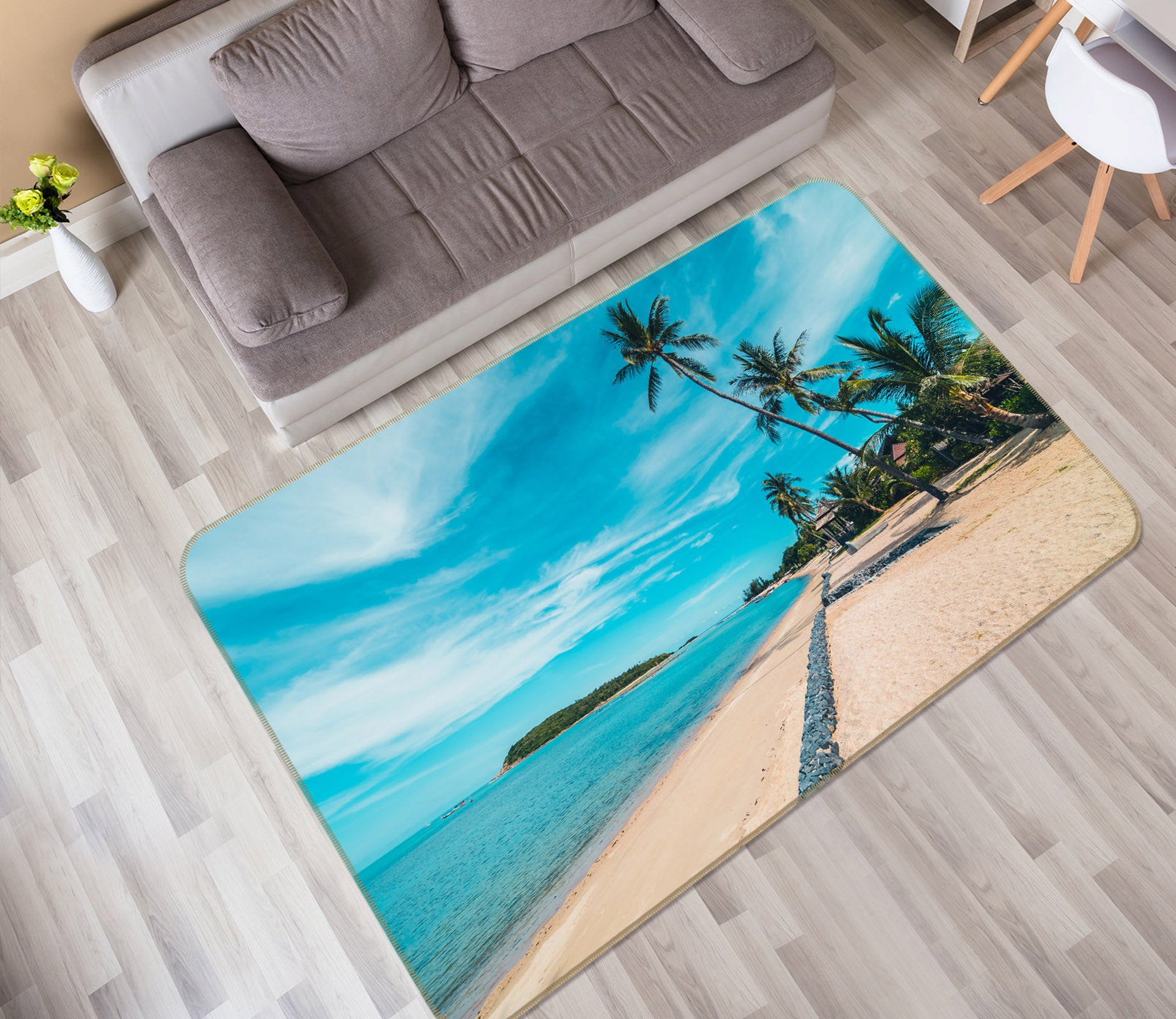 3D Beach Sea 31100 Non Slip Rug Mat