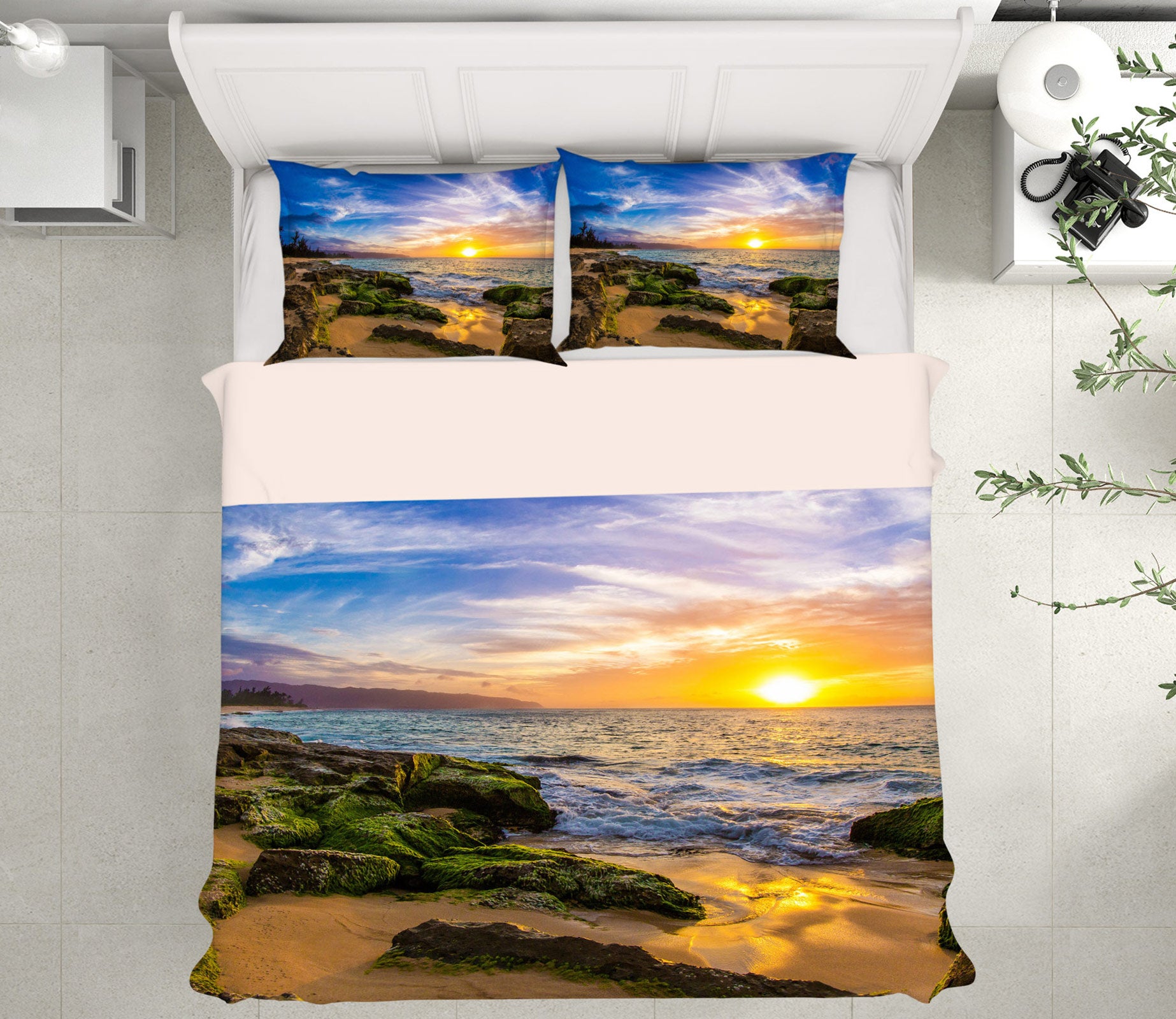 3D Seaside 12194 Bed Pillowcases Quilt