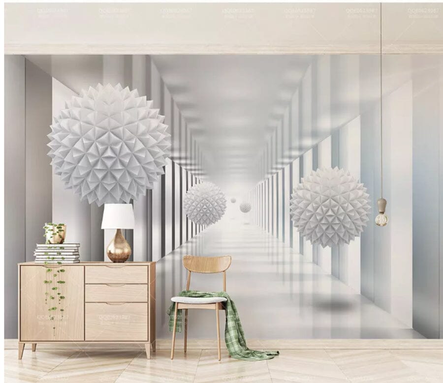3D White Sphere 2046 Wall Murals Wallpaper AJ Wallpaper 2