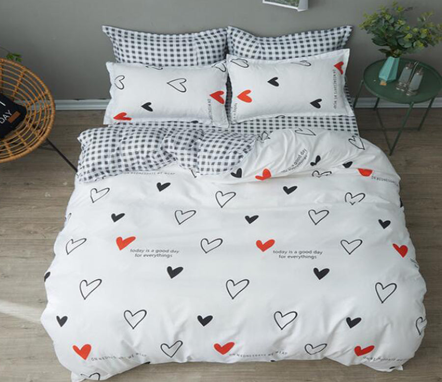 3D Red And Black Love Pattern 12062 Bed Pillowcases Quilt