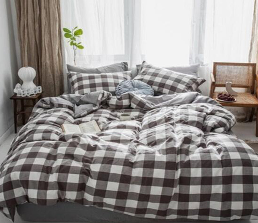 3D Black Middle Grid 15058 Bed Pillowcases Quilt