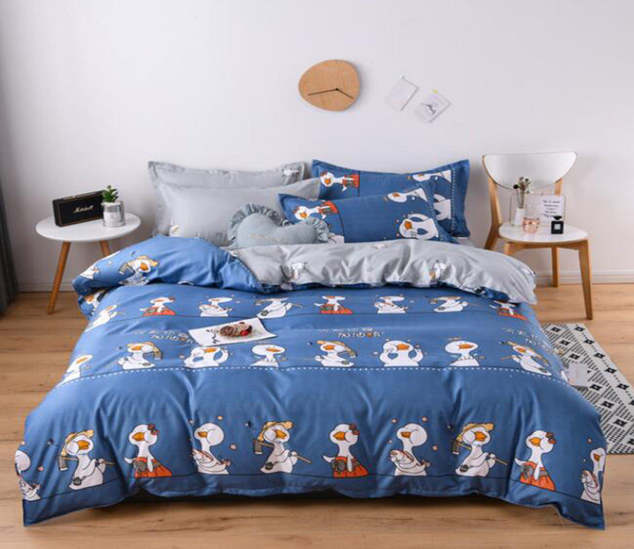 3D Blue Background Goose 12137 Bed Pillowcases Quilt
