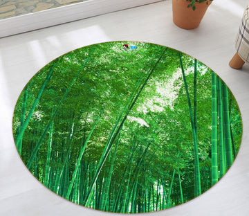 3D Bamboo Forest 74047 Round Non Slip Rug Mat