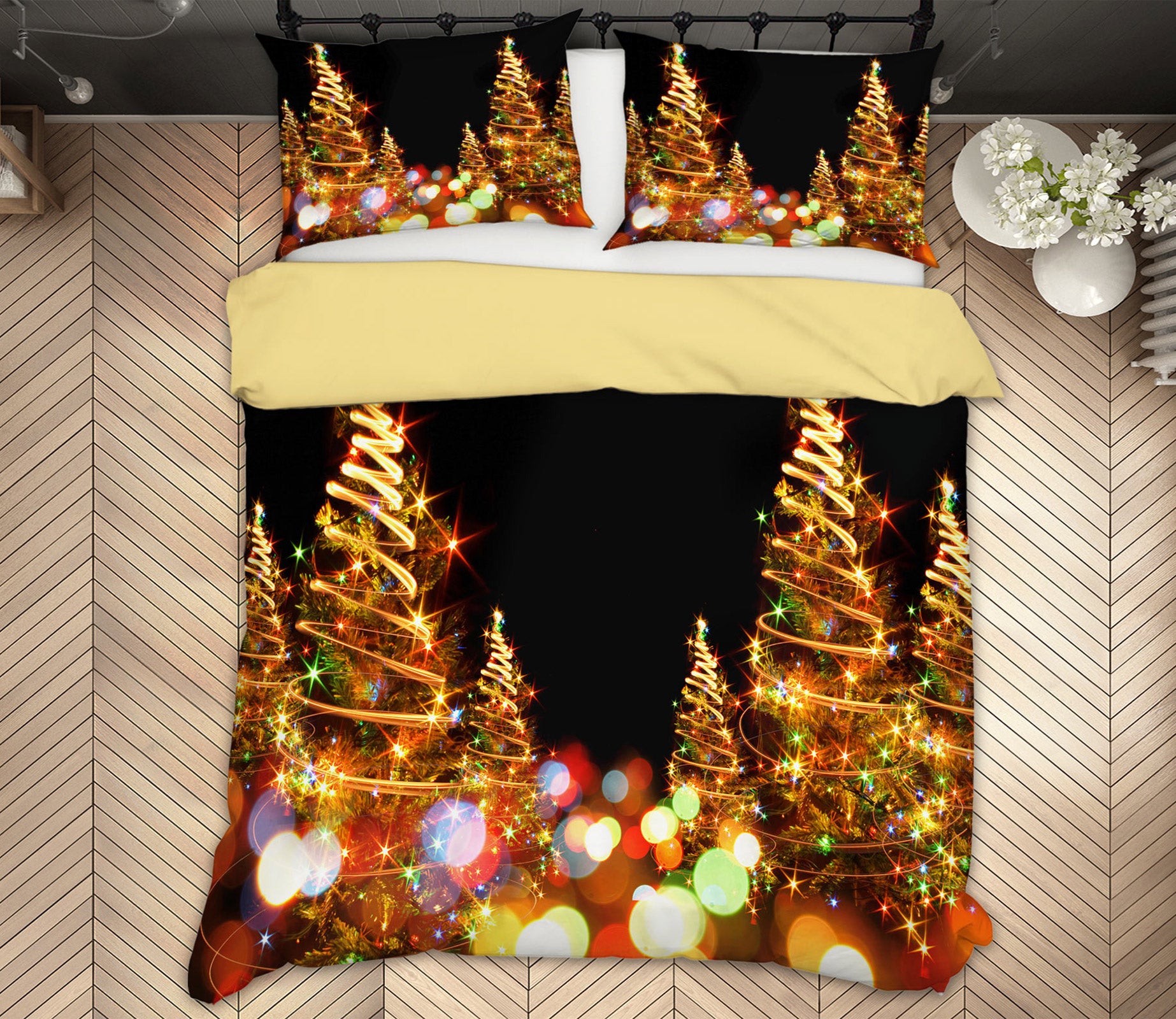 3D Tree Colored Lights 50007 Christmas Quilt Duvet Cover Xmas Bed Pillowcases