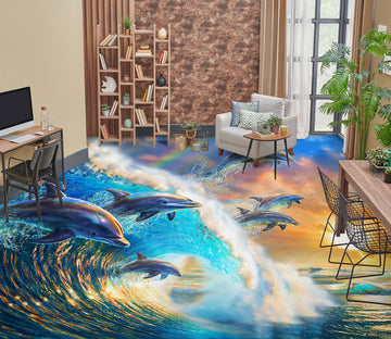 3D Surf Dolphin 96216 Adrian Chesterman Floor Mural