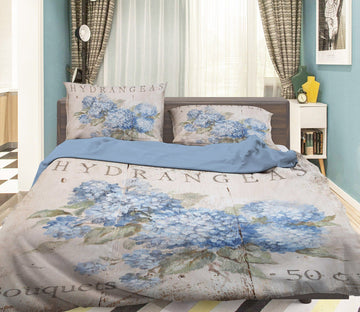 3D Blue Hydrangea 031 Debi Coules Bedding Bed Pillowcases Quilt Quiet Covers AJ Creativity Home 