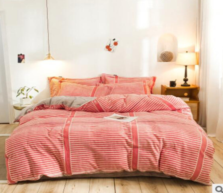 3D Pink Stripes 20096 Bed Pillowcases Quilt